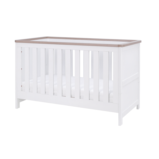 2 Piece Nursery Furniture Set with Cot Bed and Changing Table in White and Oak - Verona - Tutti Bambini