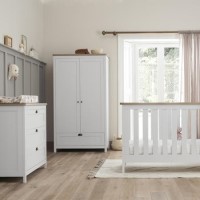 3 Piece Nursery Furniture Set in White and Oak - Verona - Tutti Bambini