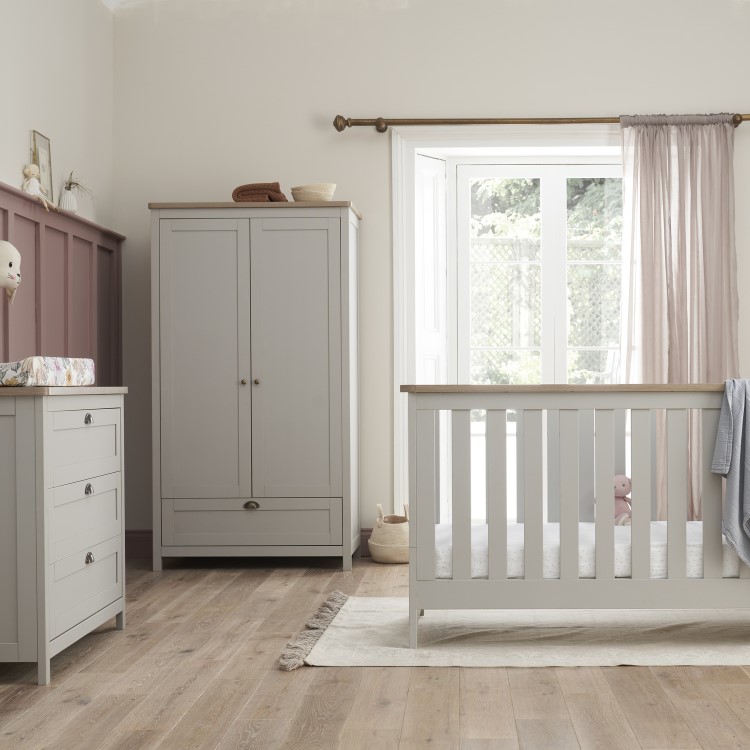 Tutti Bambini Verona 3 Piece Nursery Furniture Set in Dove Grey and Oak