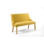 Yellow Fabric Button Dining Bench with Stud Detail