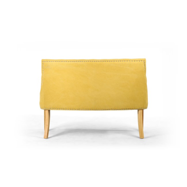 Yellow Fabric Button Dining Bench with Stud Detail