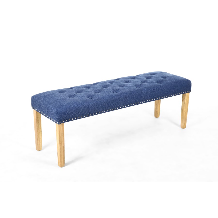 Blue Button Dining Bench
