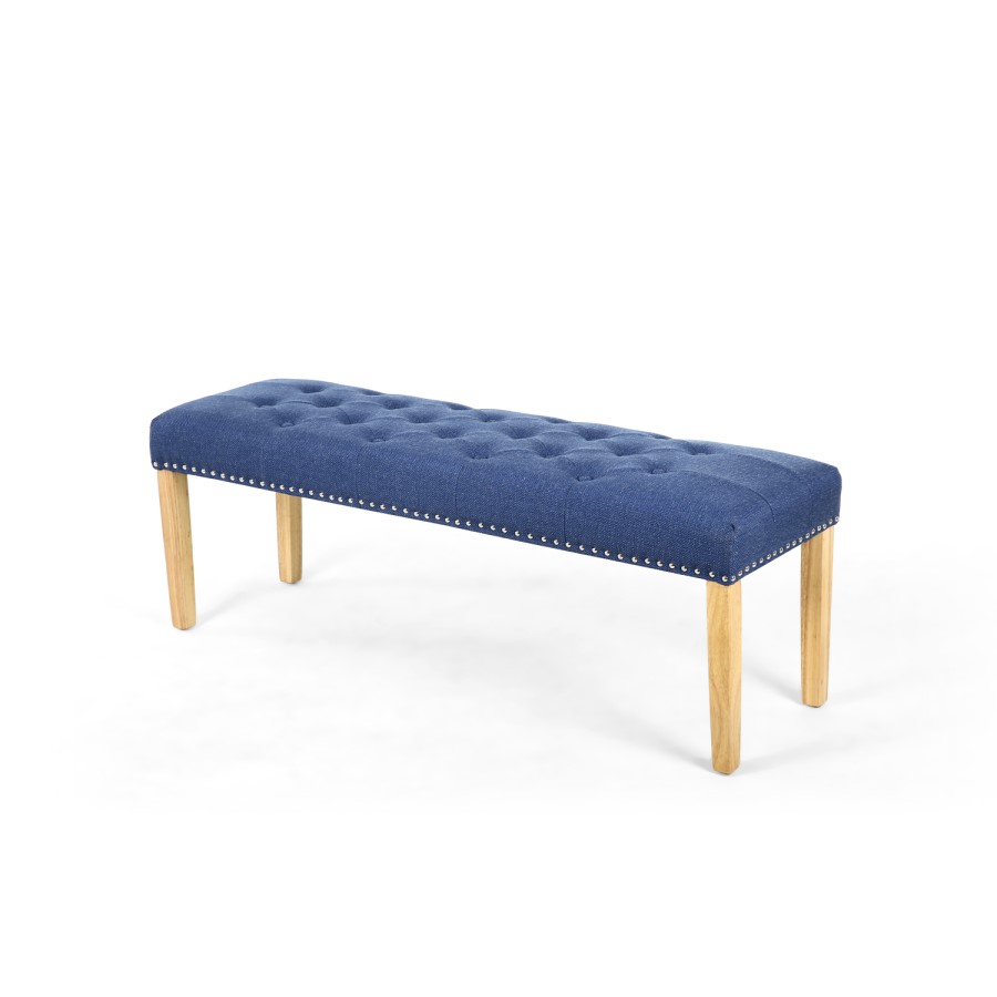 Blue Button Dining Bench