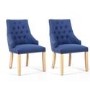 Sapphire Blue Button Back Stud Pair of Dining Chairs