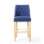Blue Fabric Button Back Bar Stool with Stud Detail