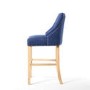 Blue Fabric Button Back Bar Stool with Stud Detail