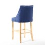 Blue Fabric Button Back Bar Stool with Stud Detail