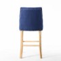 Blue Fabric Button Back Bar Stool with Stud Detail
