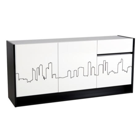 Parisot Urban Sideboard Black and White Lacquered Melamine