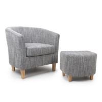 Shankar Grey Tweed Tub Chair & Stool Set