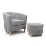 Shankar Grey Tweed Tub Chair & Stool Set