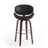 Walnut Bar Stool with Leather Effect Seat - Bachelor
