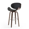 Walnut Bar Stool with Leather Effect Seat - Bachelor