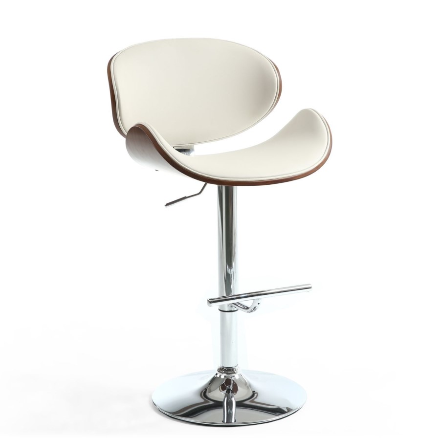 Havana Walnut Leather Effect Cream Bar Stool