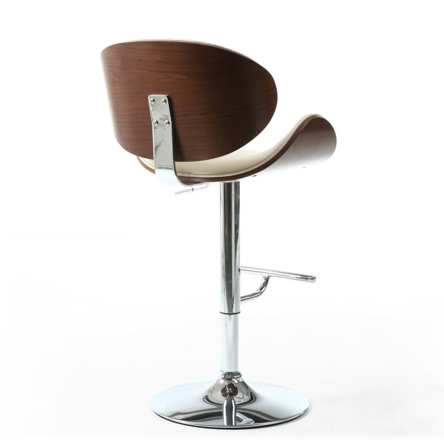 Havana Walnut Leather Effect Cream Bar Stool