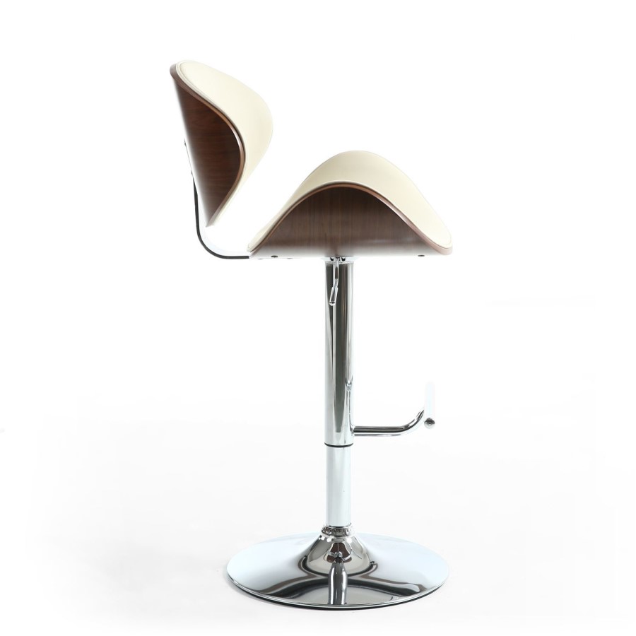 Havana Walnut Leather Effect Cream Bar Stool