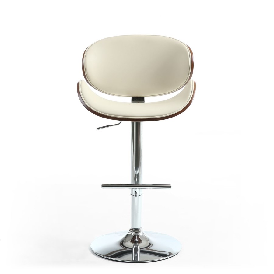 Havana Walnut Leather Effect Cream Bar Stool