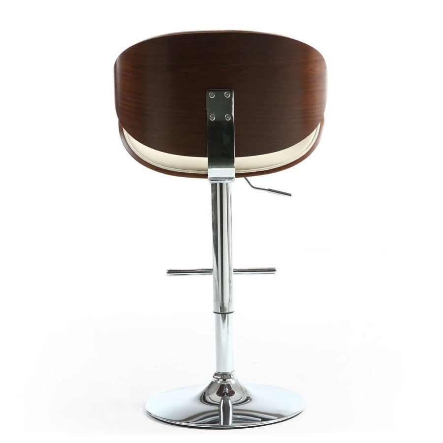 Havana Walnut Leather Effect Cream Bar Stool