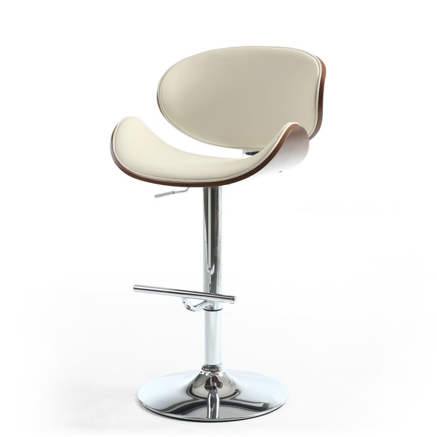 Havana Walnut Leather Effect Cream Bar Stool
