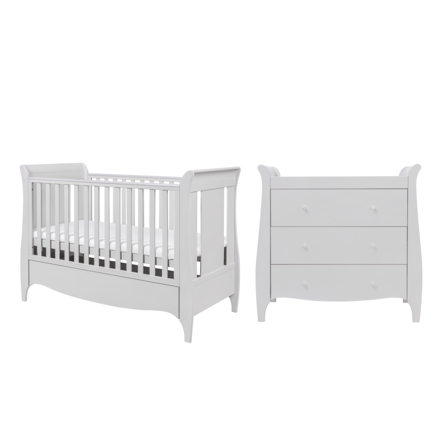 Grey 2 Piece Cot Bed with Changing Table Set -  Tutti Bambini Roma 