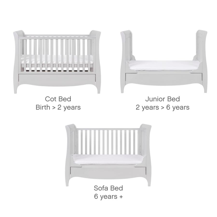 Grey 2 Piece Cot Bed with Changing Table Set -  Tutti Bambini Roma 