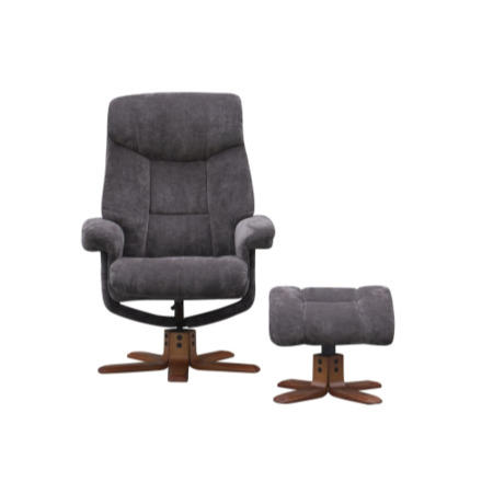 Exmouth Swivel Massage Recliner & Footstool in Charcoal Velour
