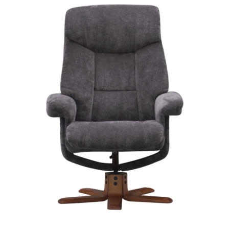 Exmouth Swivel Massage Recliner & Footstool in Charcoal Velour