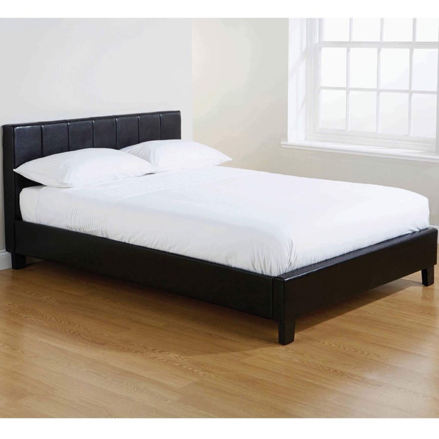 Mountrose Georgia Faux Leather 155cm King Size Bed in Black 