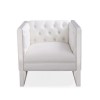 Square Armchair in White with Upholstered Button Finish