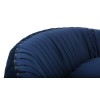 Round Midnight Blue Velvet Swivel Armchair with Pleated Detail