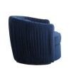 Round Midnight Blue Velvet Swivel Armchair with Pleated Detail