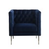 Velvet Armchair with Blue Square Button Back