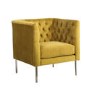 GRADE A1 - Square Yellow Velvet Armchair with Button Back Detail