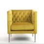 GRADE A1 - Square Yellow Velvet Armchair with Button Back Detail