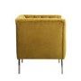 GRADE A1 - Square Yellow Velvet Armchair with Button Back Detail