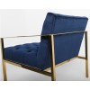 GRADE A2 - Blue Armchair with Square Back Button Finish &amp; Gold Frame 