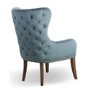 Colonial Blue Velvet Effect Armchair with Button Finish & Silver Studs