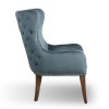 Colonial Blue Velvet Effect Armchair with Button Finish &amp; Silver Studs