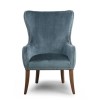 Colonial Blue Velvet Effect Armchair with Button Finish &amp; Silver Studs