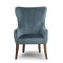 Colonial Blue Velvet Effect Armchair with Button Finish & Silver Studs