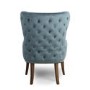 Colonial Blue Velvet Effect Armchair with Button Finish & Silver Studs