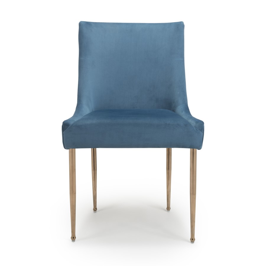 Shankar Earl Dining Chair in Caribbean Blue Brushed Velvet
