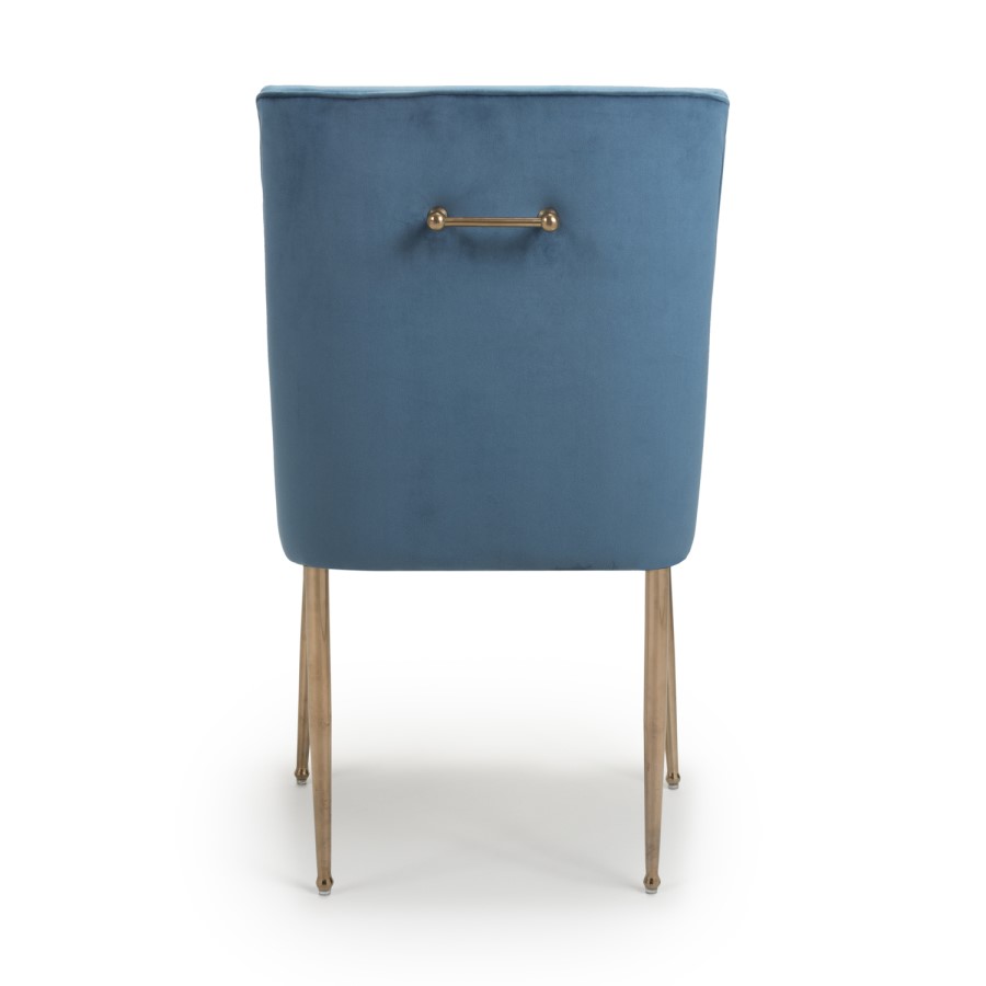 Shankar Earl Dining Chair in Caribbean Blue Brushed Velvet