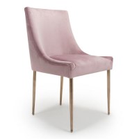 Shankar Earl Dining Chair in Blush Pink Brushed Velvet