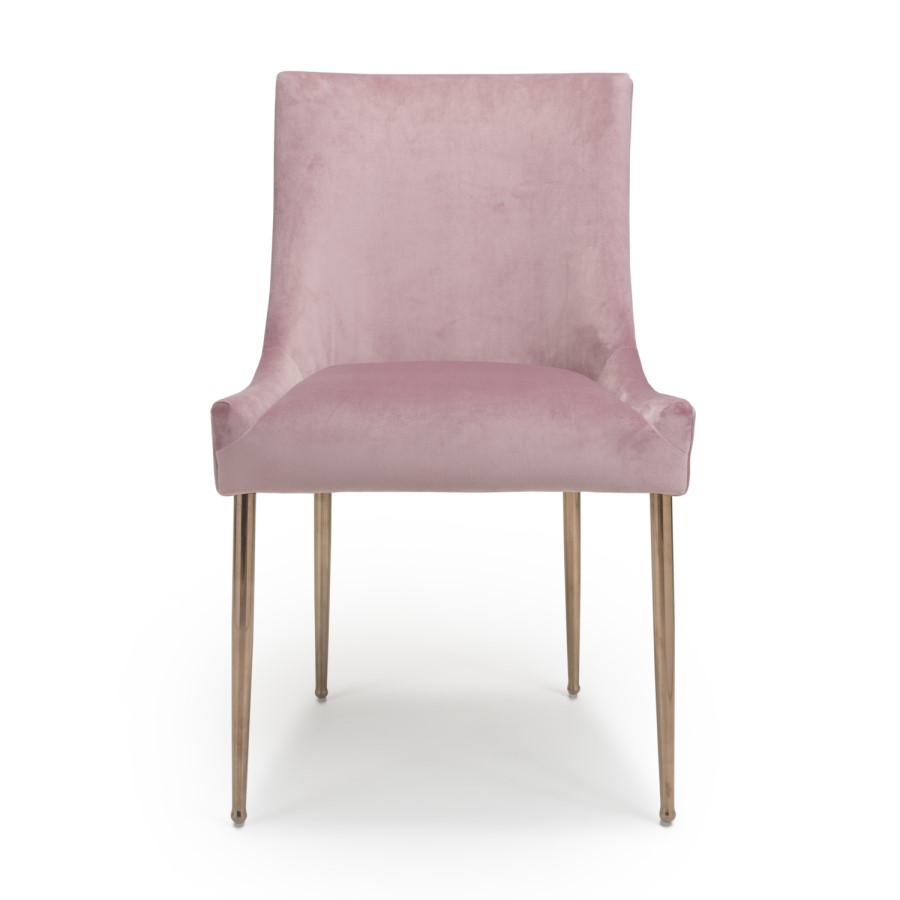 Shankar Earl Dining Chair in Blush Pink Brushed Velvet