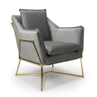 London Brushed Velvet Grey Armchair