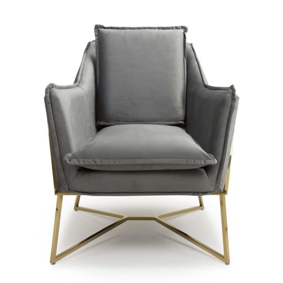 London Brushed Velvet Grey Armchair
