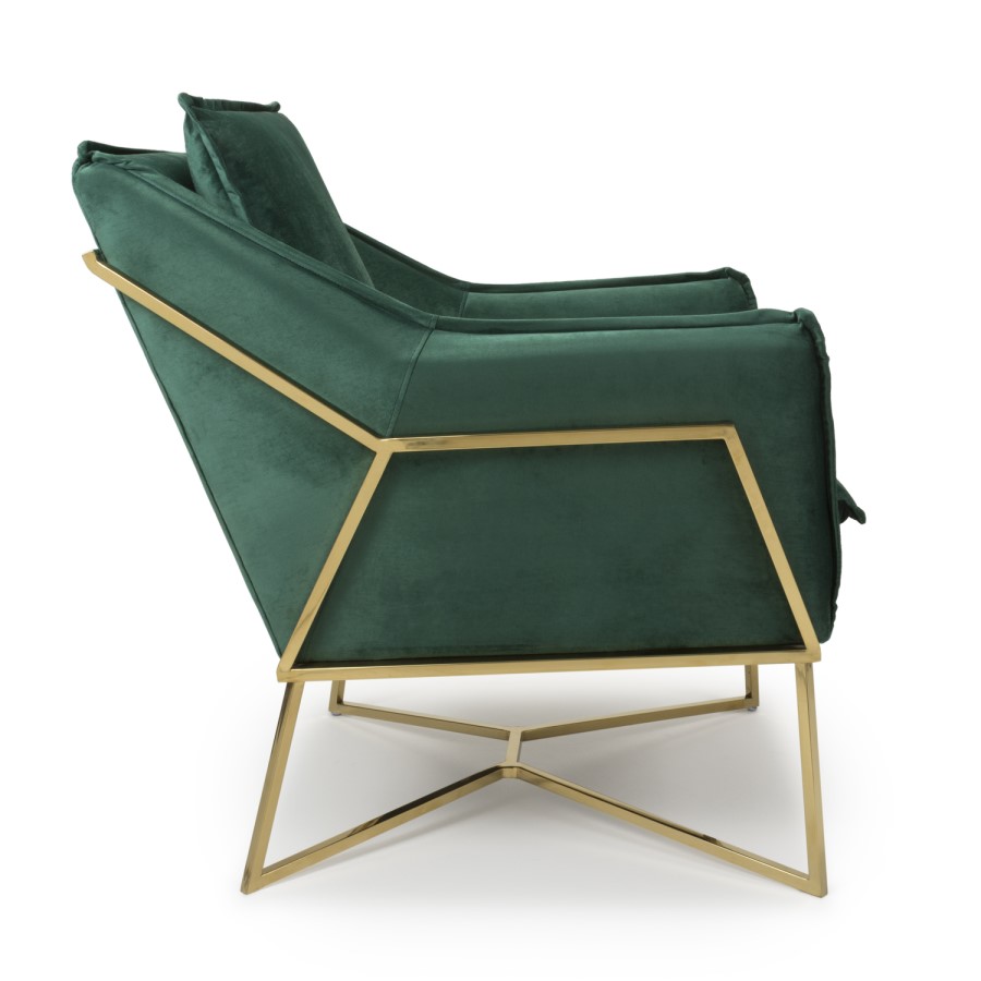London Brushed Velvet Green Armchair