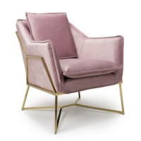 London Brushed Velvet Pink Blush Armchair - Shankar