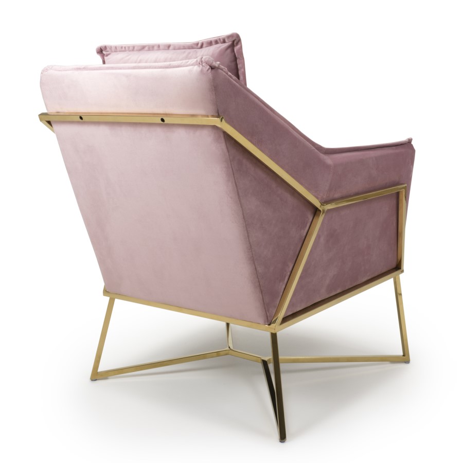 London Brushed Velvet Pink Blush Armchair - Shankar